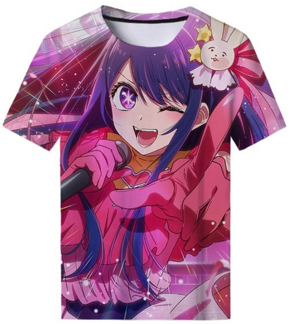 ZCBV최애의아이 반팔 티셔츠 생일 선물 추천 남녀공용 애니메이션 만화 3D 프린트 오버사이즈ZCBV