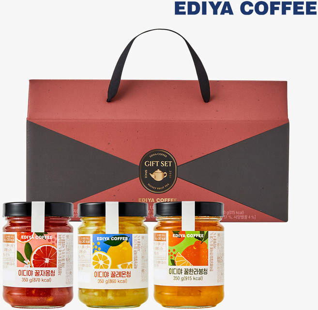 이디야 꿀과일청 선물세트, 꿀레몬청 350g + 꿀자몽청 350g + 꿀한라봉청 350g, 1개