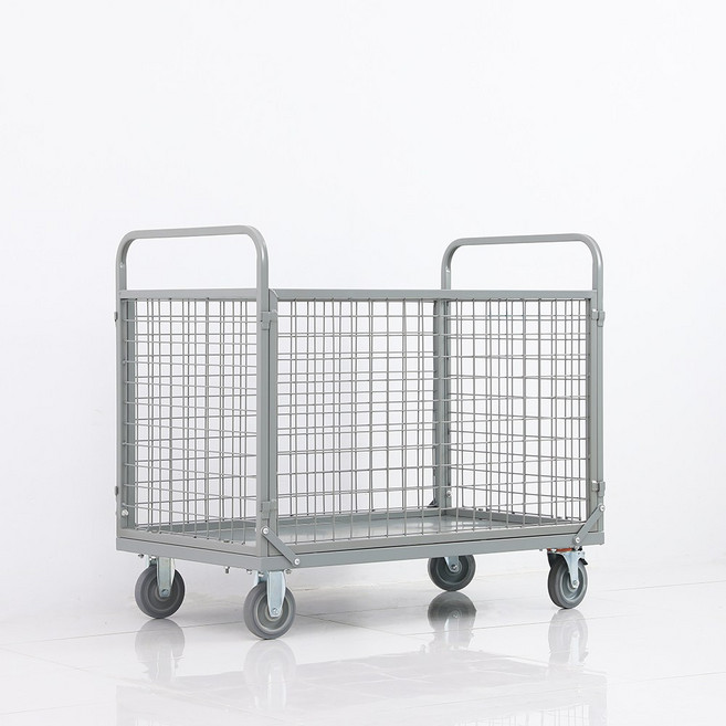 대형 접이식 카트 물류창고 운반용 수납 다용도 바구니 트롤리 튼튼한 바퀴 고하중 접이식 철제 이동식
