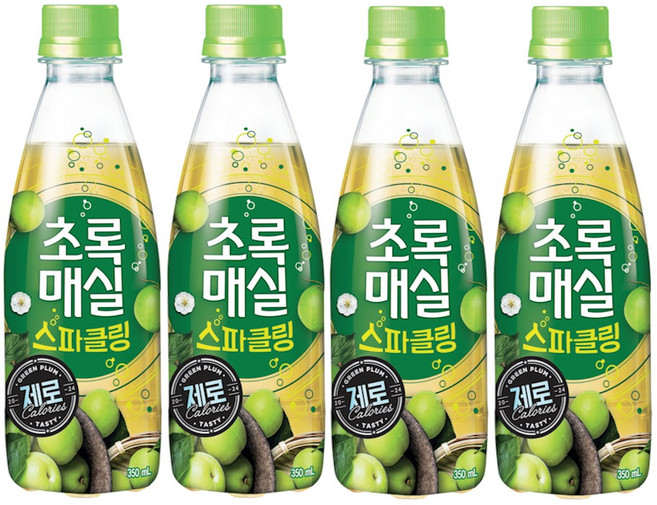 초록매실 스파클링 제로, 350ml, 4개