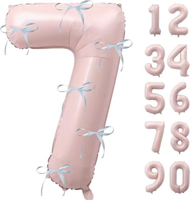 파티에진심인사람들 초대형 숫자풍선+발레코어 리본 6p 세트 40인치 100cm 셀프 백일 돌 환갑 촬영 포토존, 1개, 베이비핑크7