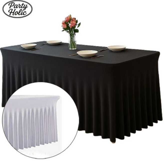 파티홀릭 생일 돌잔치 백일상 칠순잔치 파티용 기업박람회 무지 행사 테이블보, 가로180cm, 블랙, 1개