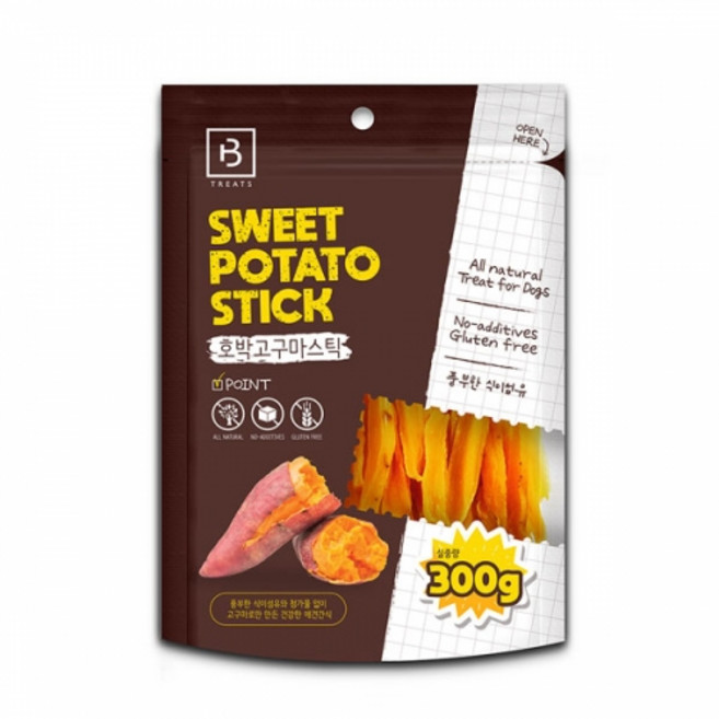 브리더랩 호박 고구마 스틱 강아지 간식 300g, 1개, 호박고구마
