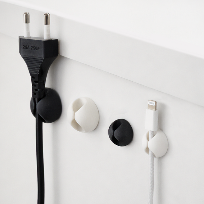 리빅스 실리콘 케이블 홀더 선 정리 클립, 화이트, 1개