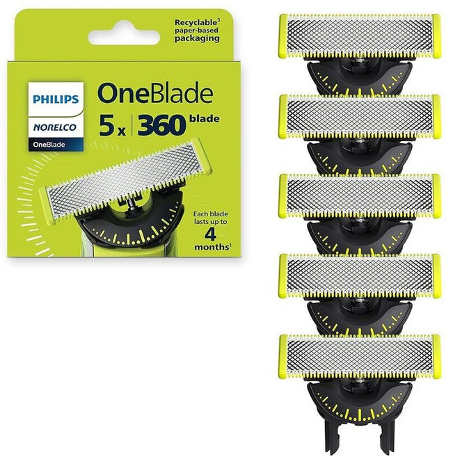필립스 Norelco OneBlade 360 교체용 블레이드 전기 면도기 트리머용 내구성 있는 스테인리스 스틸 트림 엣지 2팩 QP420/80 248155