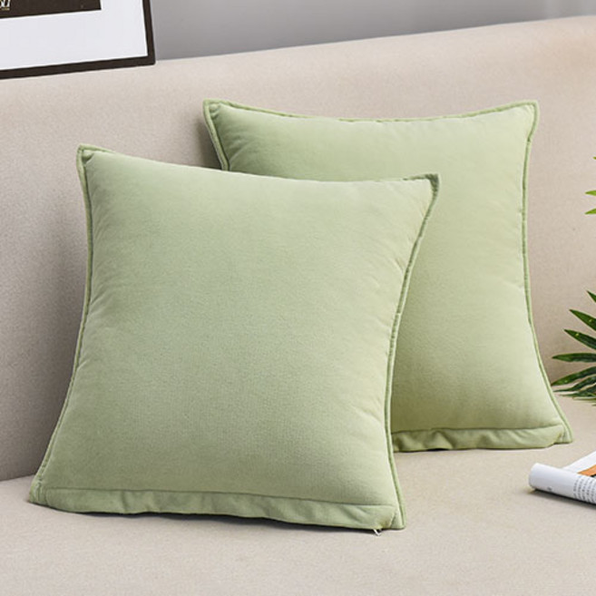 소하임 벨벳 소파쿠션 솜 + 커버 2p 세트, 파스텔그린(SC-PG)