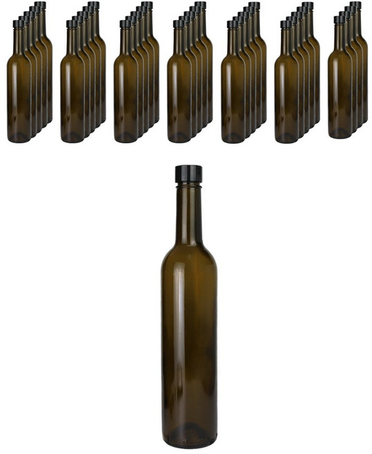 가인글로벌 와인500 갈색병 + 스탬핑 숏캡 블랙, 35개, 500ml