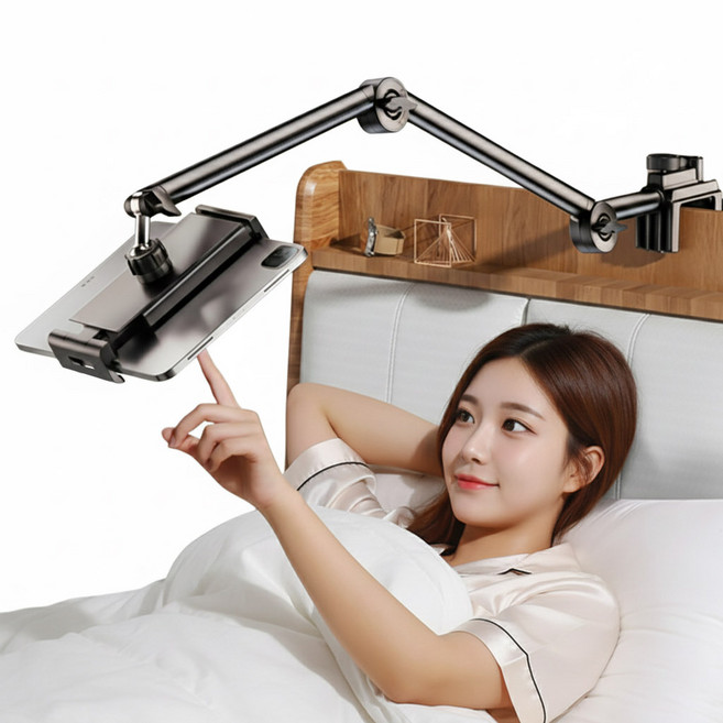 800G 강력고정 블레오 침대 휴대폰 아이패드 거치대, 1개, 블랙, 관절고정형