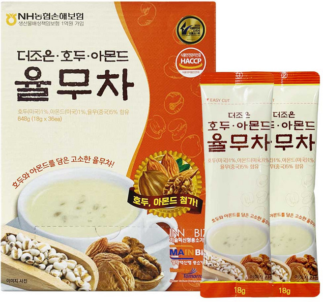 더조은 호두 아몬드 율무차 식사대용 선식 스틱, 1개, 36개입, 18g