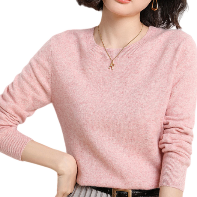 핑크셀럽 여성용 베이직 보들 라운드 니트 티셔츠