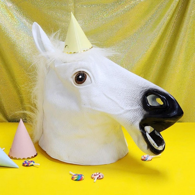 라텍스 가면 백마, 1개, 상세페이지 참조