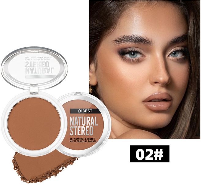 쉐딩 컨투어 파우더 브론저 브이라인 코쉐딩 헤어라인 자연스러운 음영 메이크업, 1개, 02#