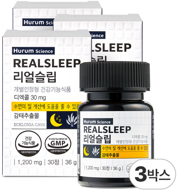 리얼슬립 감태 추출물 수면 영양제 식약처인증, 30회분, 3박스