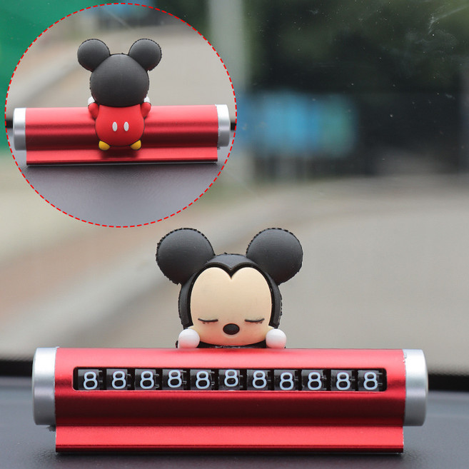 크리에이티브 큐티 주차 번호판, 1개, 미키마우스+레드