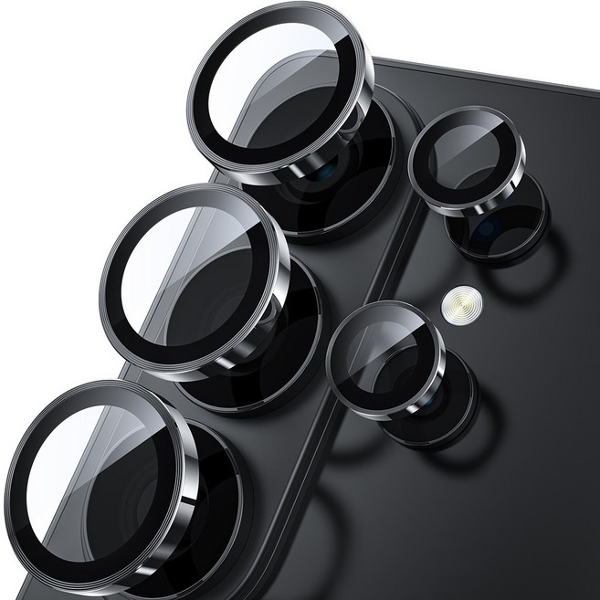 hoerrye 메탈링 휴대폰 카메라 렌즈 강화유리 보호필름 블랙, 1개