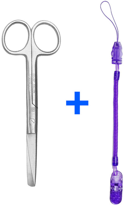 의료용 시저 가위 14cm 스프링 집게줄 2p 간호사 용품 가위집게줄, 1개, 퍼플집게줄_시저가위