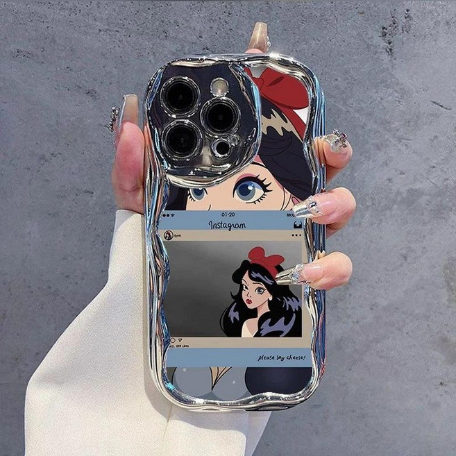 아이폰케이스 애플 시리즈용 고급 카툰 아이폰케이스 슬림 실버 보호 하드 공주하드 아이폰16