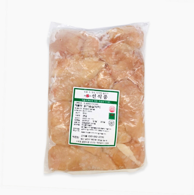 선식품 닭가슴살 박피 냉동 아이스박스+드라이아이스포함, 2kg, 3개