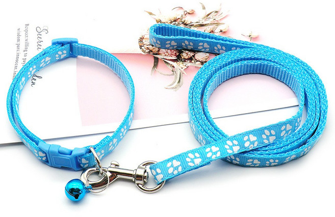 고양이목줄산책줄 고양이와 개 목줄+리드줄, 1세트