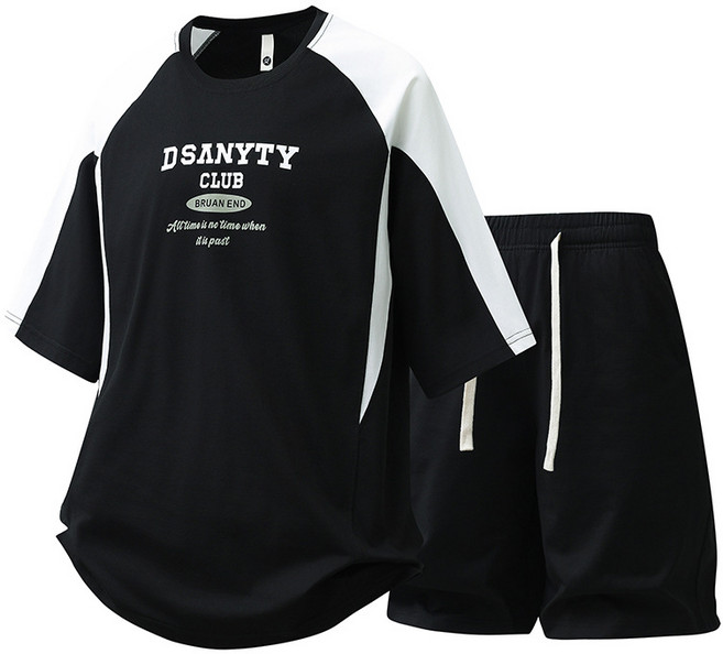 스타일닥터 남자 오버핏 시원한 반팔+반바지 세트 여름 라운드 캐주얼 빅사이즈 트레이닝복세트 폴리에스터 히트 상품