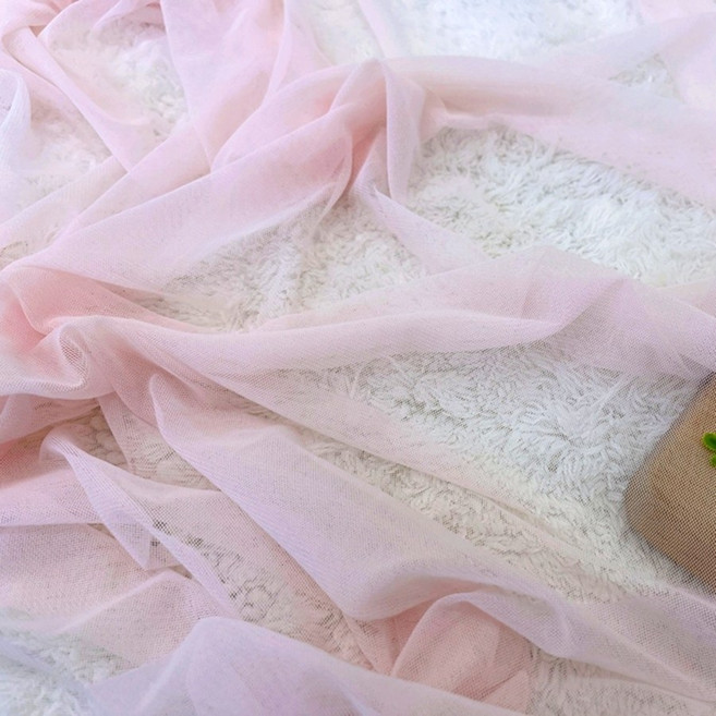 CRE 005 탐나요 늘어나는 부드러운 망사 원단 스판 메쉬 패브릭 무지 모기장 천, 1개, 연핑크