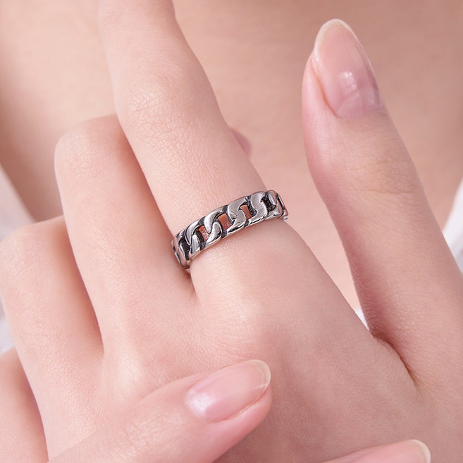 VARAM 써지컬316L스틸 5mm 심플 체인 반지