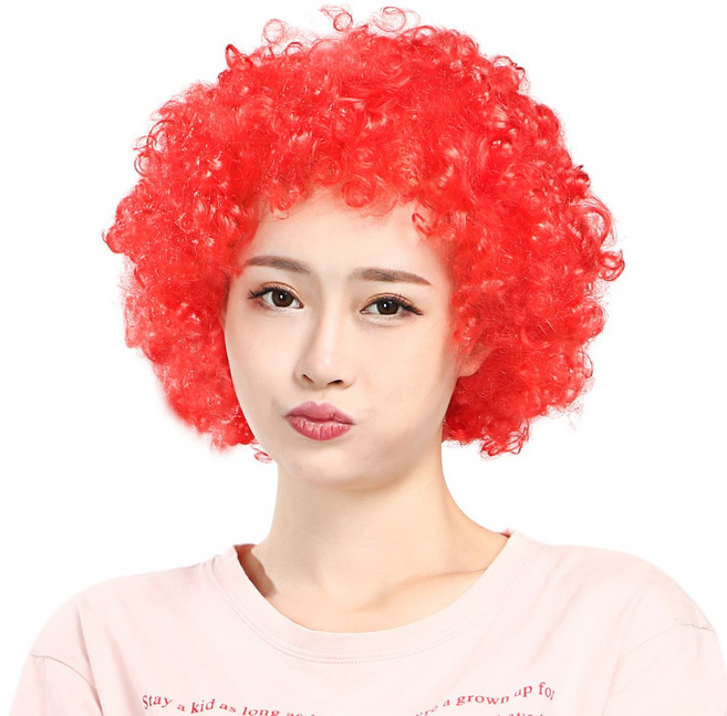 도매파티 뽀글이 가발-파티 파마 코믹 코스프레, 뽀글이 빨강색, 1개