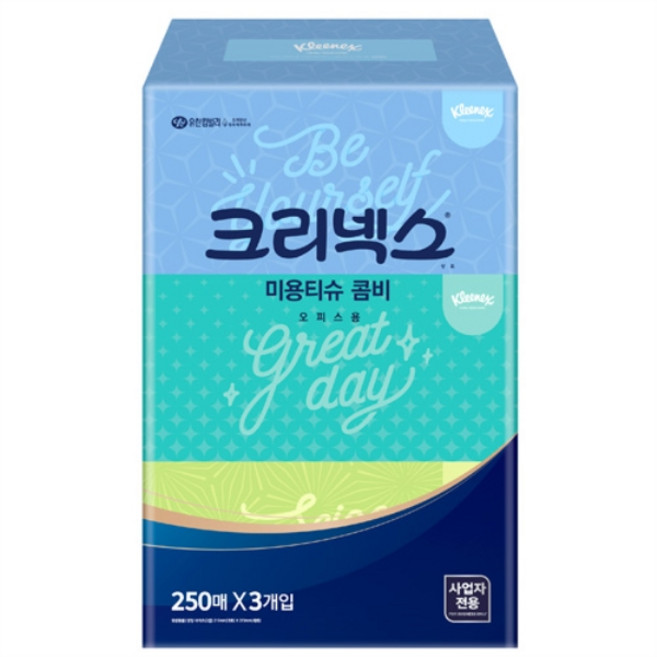 유한킴벌리 크리넥스)사각티슈(250콤비/250매×3개), 3개입, 1개