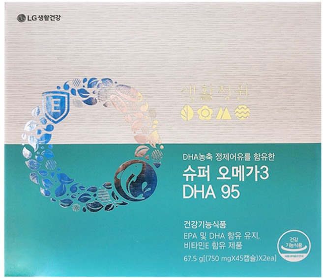 생활정원 슈퍼 오메가3 DHA 95 750mg x 45캡슐x2개입, 45정