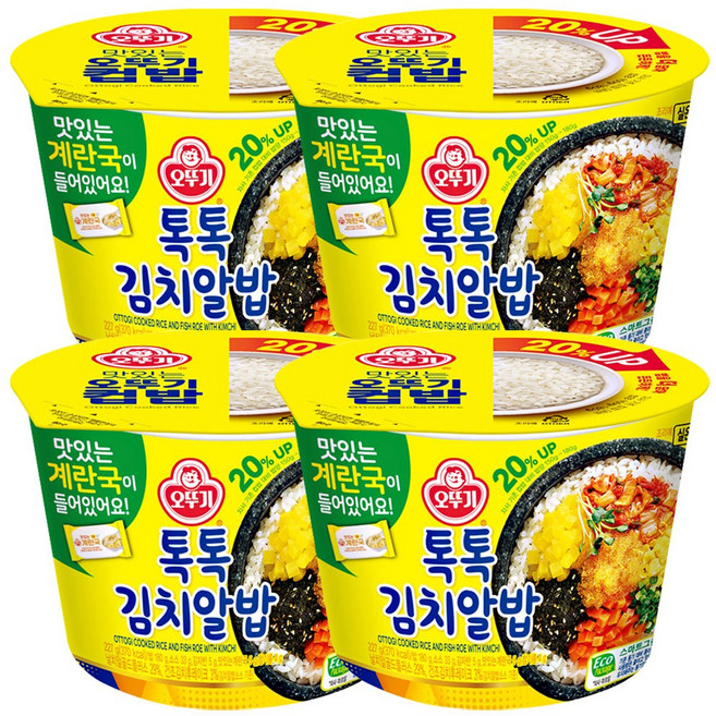 오뚜기 컵밥 톡톡 김치알밥 (증량), 222g, 4개