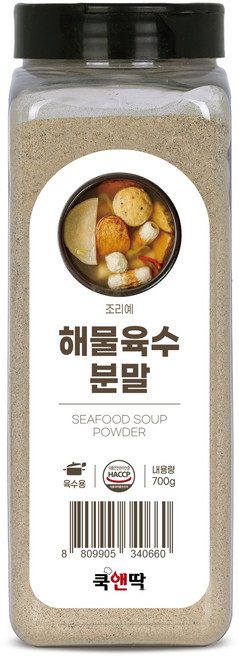 쿡앤딱 해물육수 분말 가루 국물요리 파우더 찌개 칼국수 우동 볶음밥 볶음면 국 탕 찜 다시 멸치다시, 1개, 700g