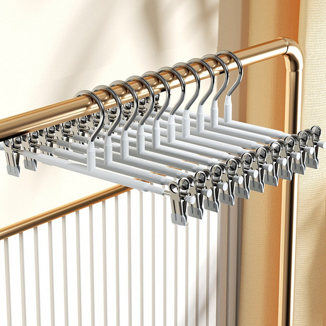 쿠빙홈 설렘뿜뿜 인테리어 논슬립 코팅 바지걸이 10개, 화이트