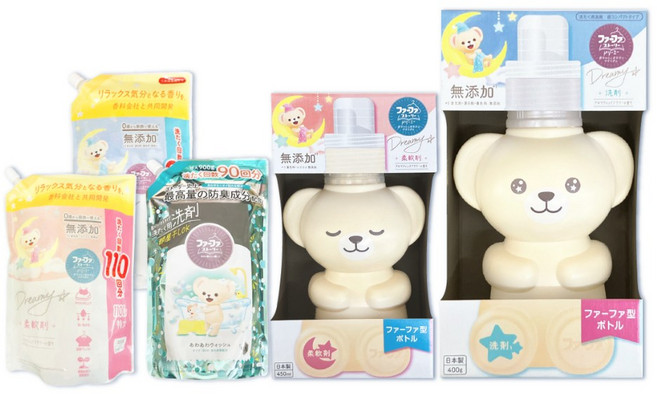 日本 FAFA 熊寶貝 Dreamy 洗衣精 柔軟精 補充包, 1個, 洗衣精小熊造型瓶-夢幻花卉