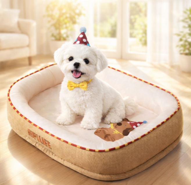 MODEON 사계절 푹신하고 편안한 강아지방석, 1개, 브라운