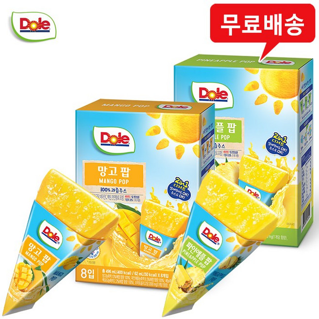Dole 돌 후룻팝 4팩(파인애플2+망고2)/무배, 62ml