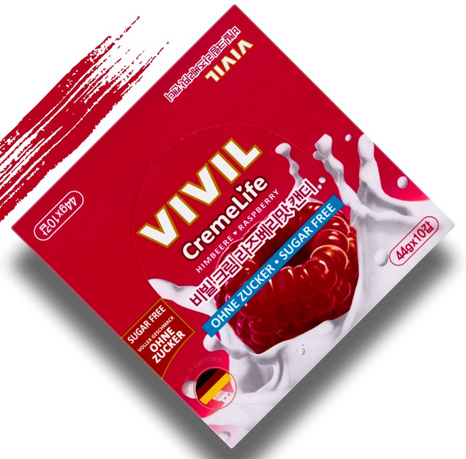 VIVIL 비빌캔디 크림 라즈베리 독일 무설탕 캔디 상큼 새콤 라즈베리맛 10개(1BOX)