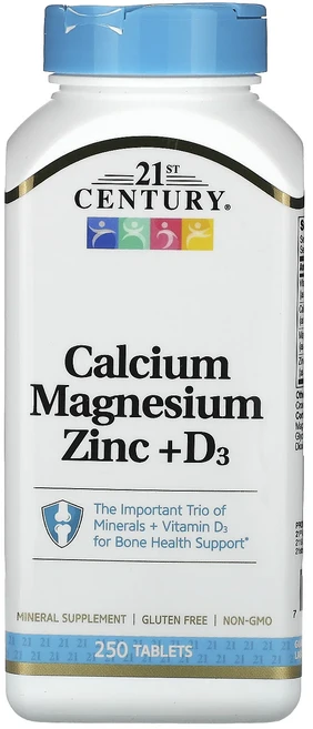 21st Century 칼슘 마그네슘 아연 + D3 250정, 1개 - 쿠팡