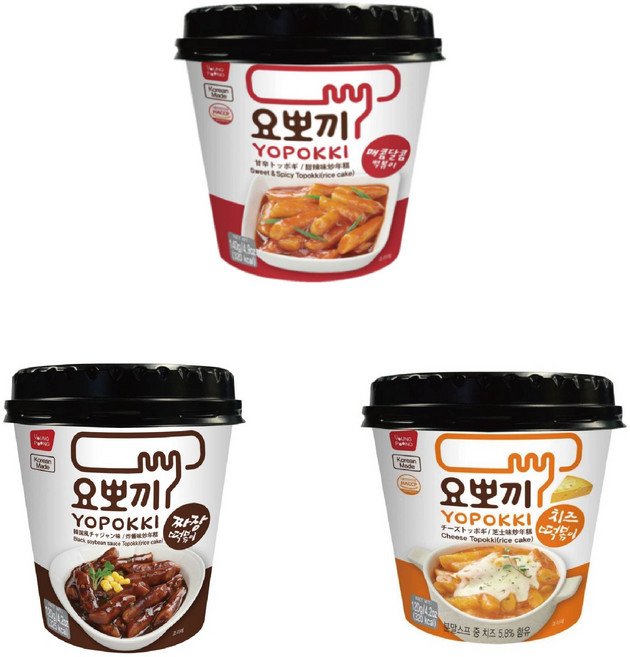 요뽀끼 떡볶이컵 치즈 + 짜장 + 매콤달콤, 2세트, 380g