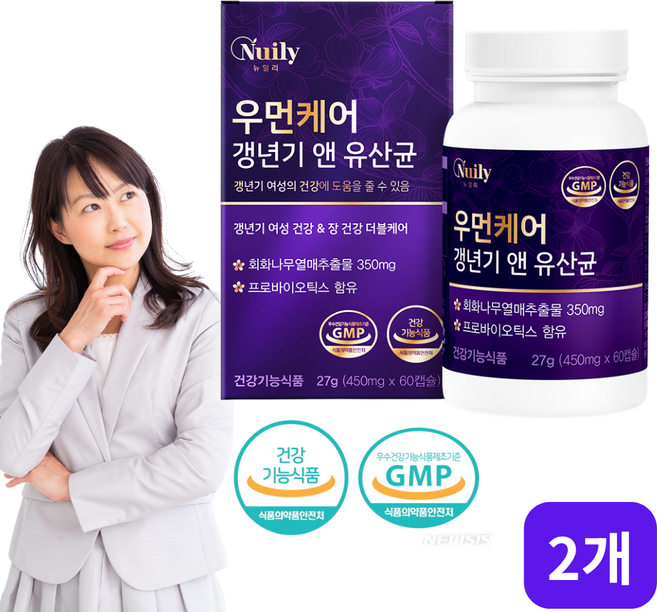 [상상건몰] 갱년기 여성 건강 장건강 프로바이오틱스 우먼 케어 갱년기 앤 유산균, 2개, 60회분