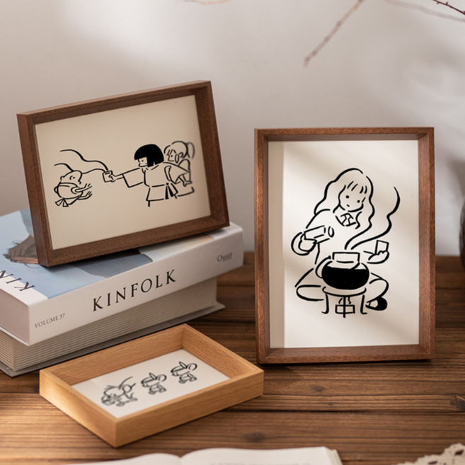 살림백과 인테리어 액자 우드 프레임 소담액자 모음, 커피, 1개