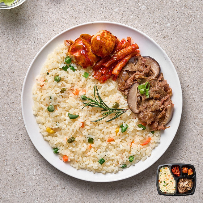 굿스푼 다이어트 야채볶음밥 버섯소불고기 225g 4팩 간장 소고기 뚝불 탄단지 밸런스 간편 일주일 식단 고기반찬 편의점 도시락, 야채볶음밥&버섯소불고기 4팩, 4개