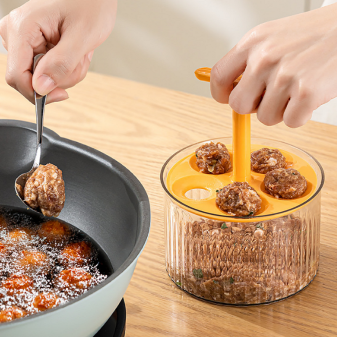 초간단 투명 미트볼 메이커 고기 완자 이유식 새우볼 만두 틀 프레스, 1개, 오렌지