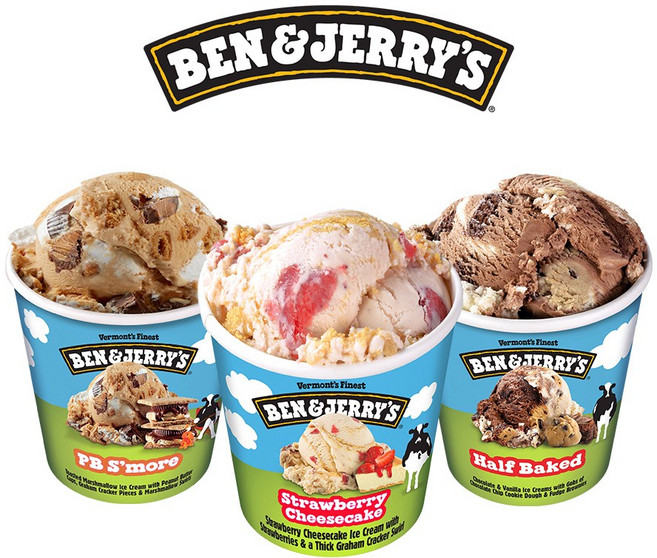 벤앤제리스 파인트 아이스크림 3종 혼합구성(스트로베리치즈케익+피비스모어+하프베이크드), 1개 - 아이스크림 파인트