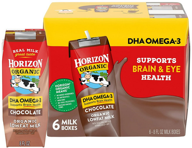 호라이즌 유기농 초콜릿 우유 6팩, 6개, 236ml