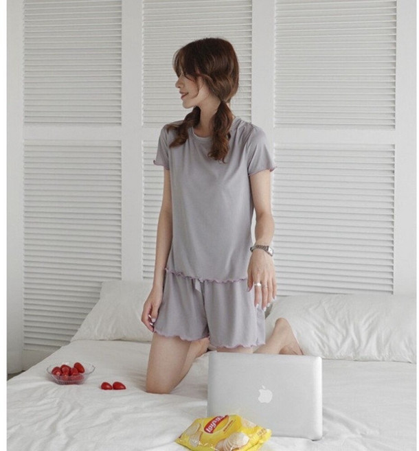女生冰絲涼感睡衣兩件套居家服