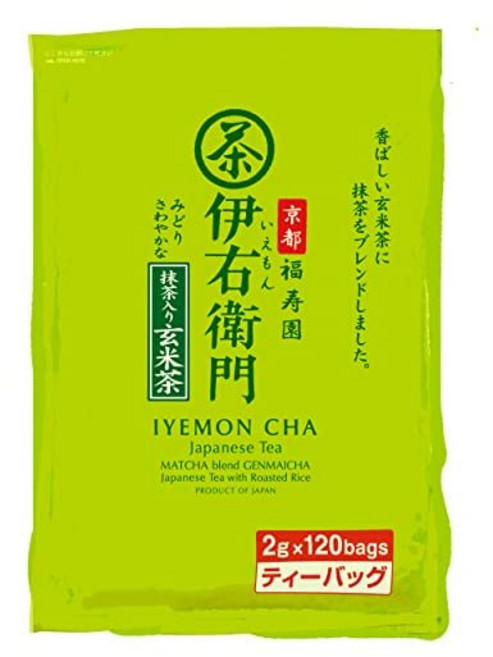 일본 직송 대용량 우지노제차 이오에몬 말차들이 현미차 티백 1봉 120백입, 1개, 120개입