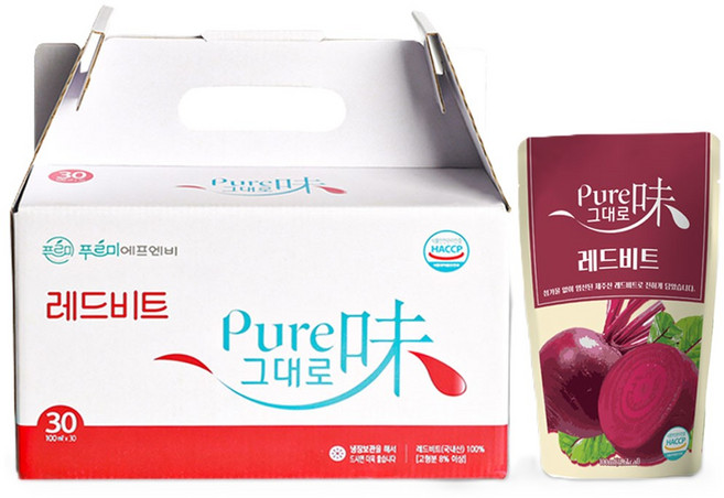 퓨어미그대로 NFC 착즙 100% 제주 레드비트즙, 100ml, 30개