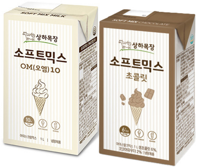 매일 상하목장 소프트믹스OM 1Lx3+초콜릿맛1Lx3 총6개입/아이스크림믹스용/무료배송, 1L