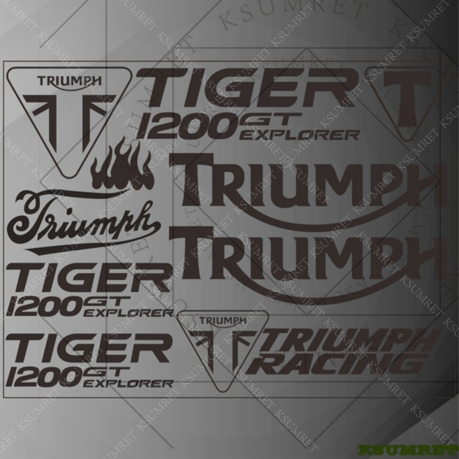 호환 Triumph TIGER 1200 GT EXPLORER 스티커 로고 데칼 탱크 레이싱 스티커 엠블럼 방수, [03] Black