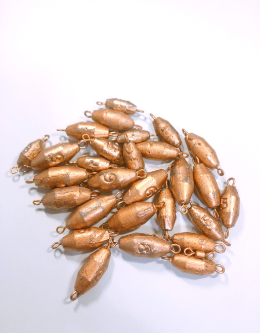 [아봉피싱용품] 황동 도레추 고리봉돌 낚시추 민물낚시추, 1개, 4개입